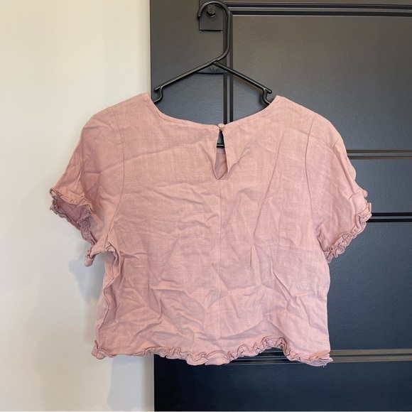 Pacsun Me To We Mauve Linen Blend Ruffle Top - Picture 2 of 7